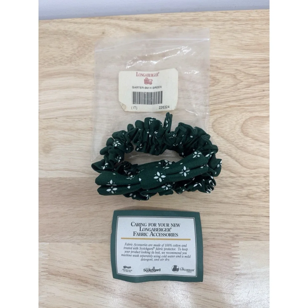 Longaberger Traditional Green Small Fabric Garter #AA